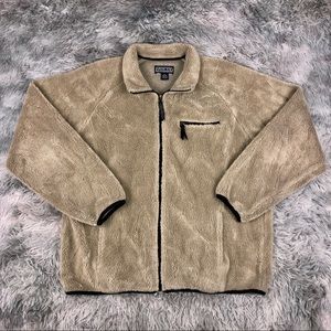 Vintage LANDS END USA Sherpa Deep Pile Tan Jacket
